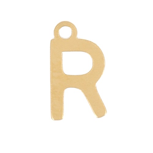 Stainless Steel 304 7mm Charm letter alphabet - R - Gold x1