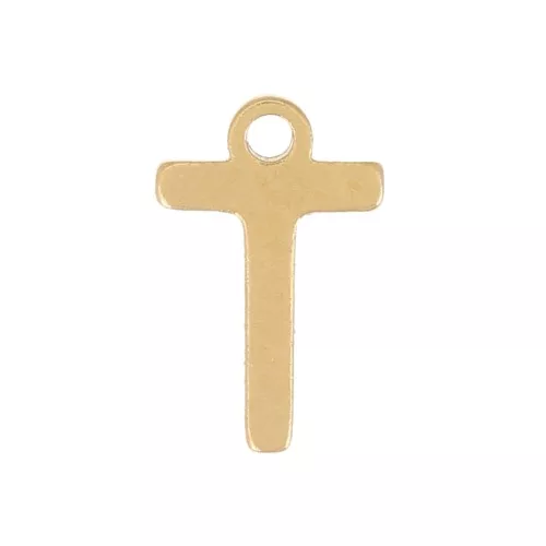 Stainless Steel 304 7mm Charm letter alphabet - T - Gold x1