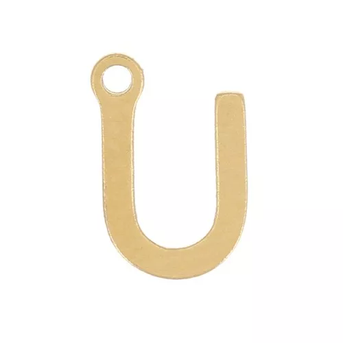 Stainless Steel 304 7mm Charm letter alphabet - U - Gold x1