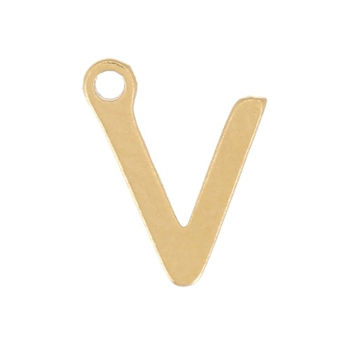 Stainless Steel 304 7mm Charm letter alphabet - V - Gold x1