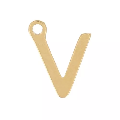 Stainless Steel 304 7mm Charm letter alphabet - V - Gold x1