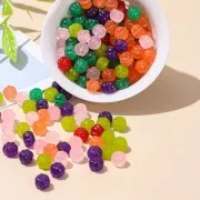 8mm pumpkin dyed gemstone bead - Light green Chalcedony x1