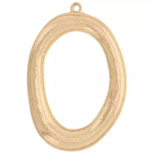 43x29mm Oval irregular curved textured pendant - Gold Tone x1