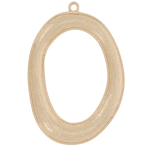 43x29mm Oval irregular curved textured pendant - Satin gold x1