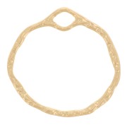 22mm Hammered irregular circle pendant - Gold Tone x1