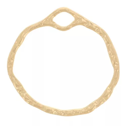 22mm Hammered irregular circle pendant - Gold Tone x1