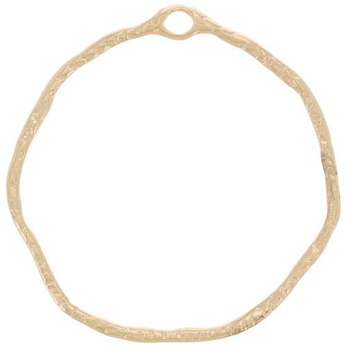 43mm Hammered irregular circle pendant - Gold Tone x1