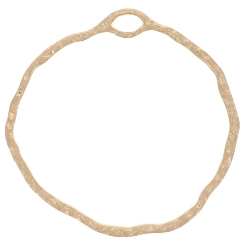 35mm Hammered irregular circle pendant - Satin Gold Tone x1