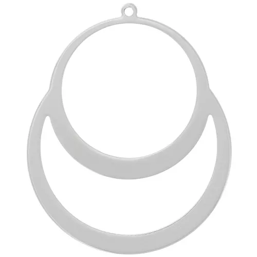 49x40mm design Double circle pendant - Rhodium x1