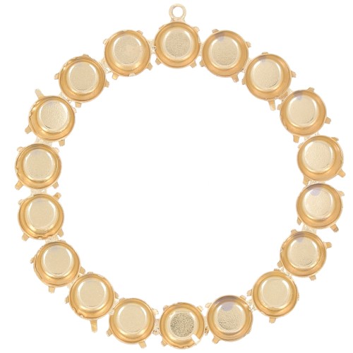 55mm circle Pendant for 18 cabochons 1088 8mm - Gold Tone x1
