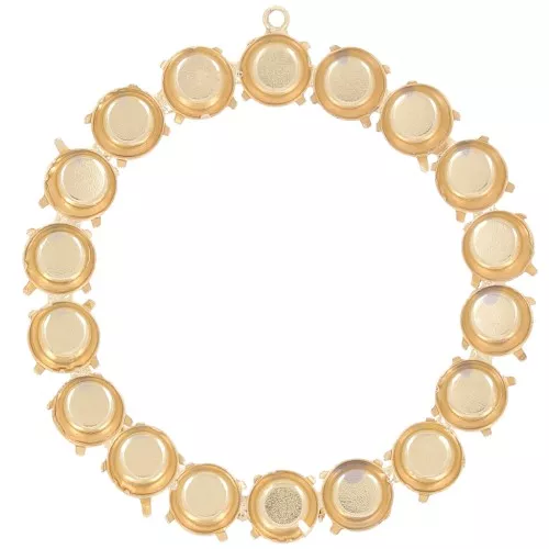 55mm circle Pendant for 18 cabochons 1088 8mm - Gold Tone x1