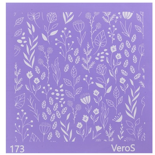 Silk Screen VeroS for polymer clay 90x90 mm - Flower and leaf pattern n°173 x1