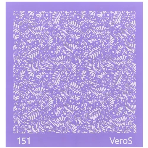Silk Screen VeroS for polymer clay 90x90 mm - arabesque pattern & leaf n°151 x1