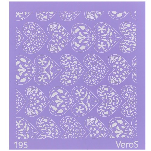 90x90mm Silk Screen VeroS for polymer clay - Flower hearts pattern n°195 x1