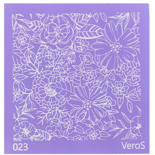 90x90mm Silk Screen VeroS for polymer clay - Floral motif 1 n°023 x1