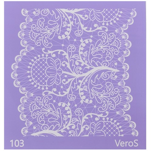 90x90mm Silk Screen VeroS for polymer clay - Flowered lace pattern n°103 x1