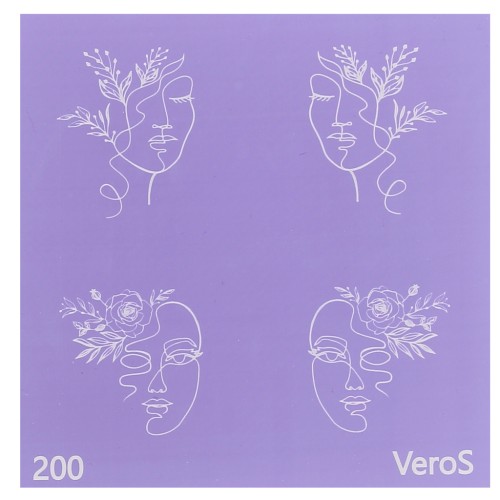 80x80mm Silk Screen VeroS for polymer clay - Female faces pattern n°200 x1