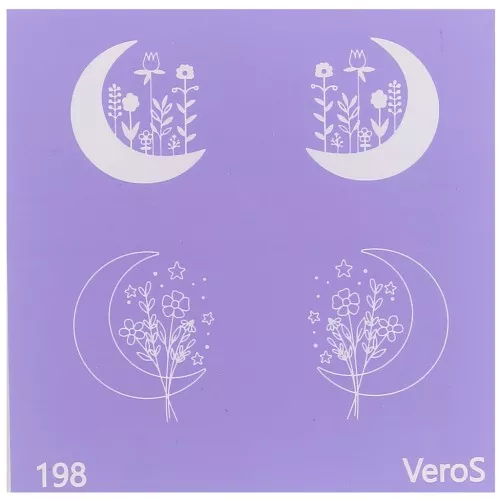 80x80mm Silk Screen VeroS for polymer clay - Flowered half-moon pattern n°198 x1