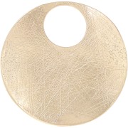 45mm Round irregular striated pendant - Satin gold x1