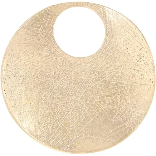 45mm Round irregular striated pendant - Gold x1