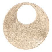 24mm Round irregular striated pendant - Satin gold x1