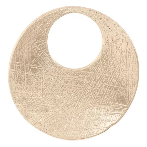 24mm Round irregular striated pendant - Satin gold x1