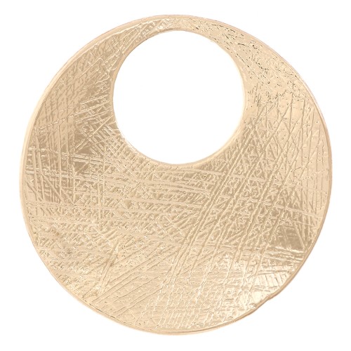 24mm Round irregular striated pendant - Gold x1