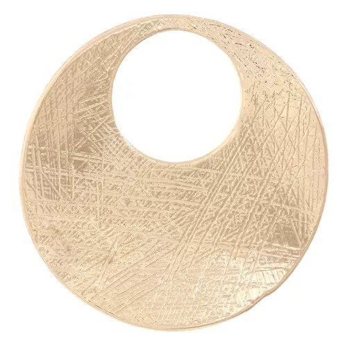 24mm Round irregular striated pendant - Gold x1