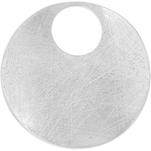 45mm Round irregular striated pendant - Rhodium x1
