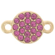 7mm round spacer with rhinestones - Gold - Fuchsia x1|raw }}