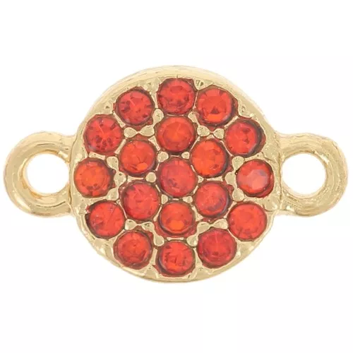 7mm round spacer with rhinestones - Gold - Orange x1