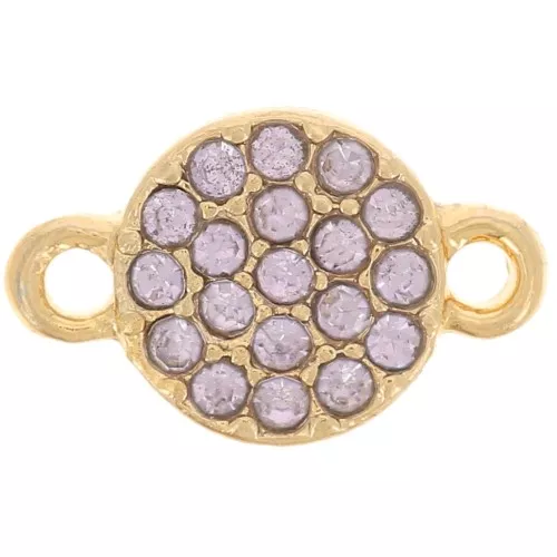 7mm round spacer with rhinestones - Gold - Lilac x1