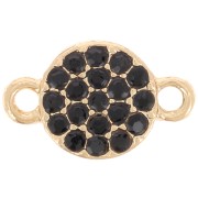 7mm round spacer with rhinestones - Gold - Black x1