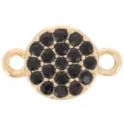 7mm round spacer with rhinestones - Gold - Black x1