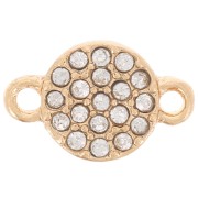 7mm round spacer with rhinestones - Gold - Crystal x1