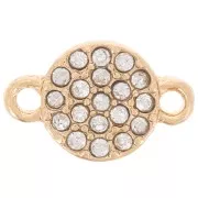 7mm round spacer with rhinestones - Gold - Crystal x1