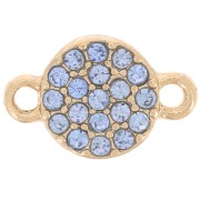 7mm round spacer with rhinestones - Gold - Light blue x1|raw }}