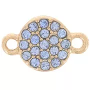 7mm round spacer with rhinestones - Gold - Light blue x1