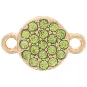 7mm round spacer with rhinestones - Gold - Light green x1
