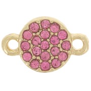 7mm round spacer with rhinestones - Gold - Pink x1