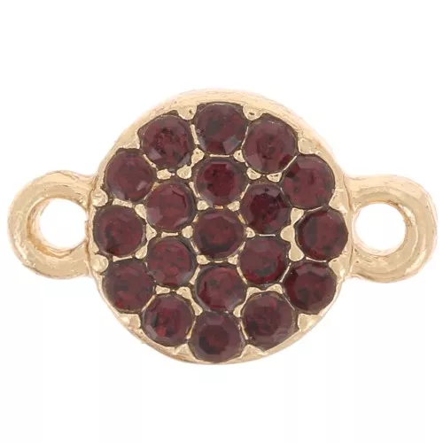 7mm round spacer with rhinestones - Gold - Cognac x1
