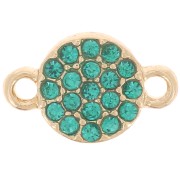 7mm round spacer with rhinestones - Gold - Petrol blue x1