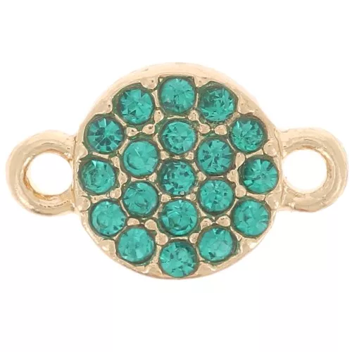 7mm round spacer with rhinestones - Gold - Petrol blue x1