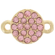 7mm round rhinestone spacer - Gold - Light pink x1|raw }}