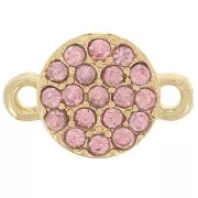 7mm round rhinestone spacer - Gold - Light pink x1