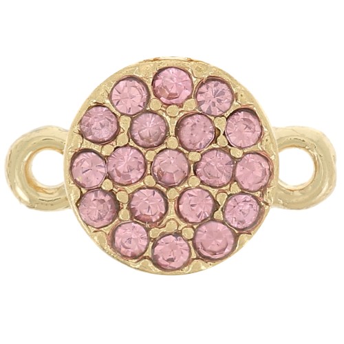 7mm round rhinestone spacer - Gold - Light pink x1