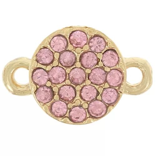 7mm round rhinestone spacer - Gold - Light pink x1