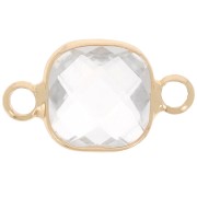15x9mm Square spacer in faceted glass - Gold - Transparent x1