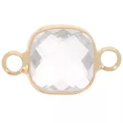 15x9mm Square spacer in faceted glass - Gold - Transparent x1
