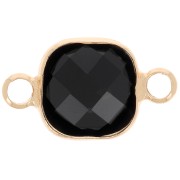 15x9mm Square spacer in faceted glass - Gold - Black x1